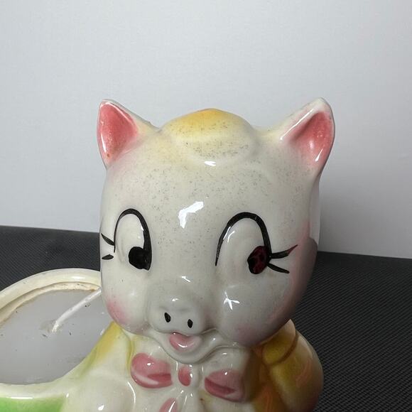 Vintage Ceramic Pig Candle Holder 475 Inches Mid Century Farmhouse - Picture 9 of 16